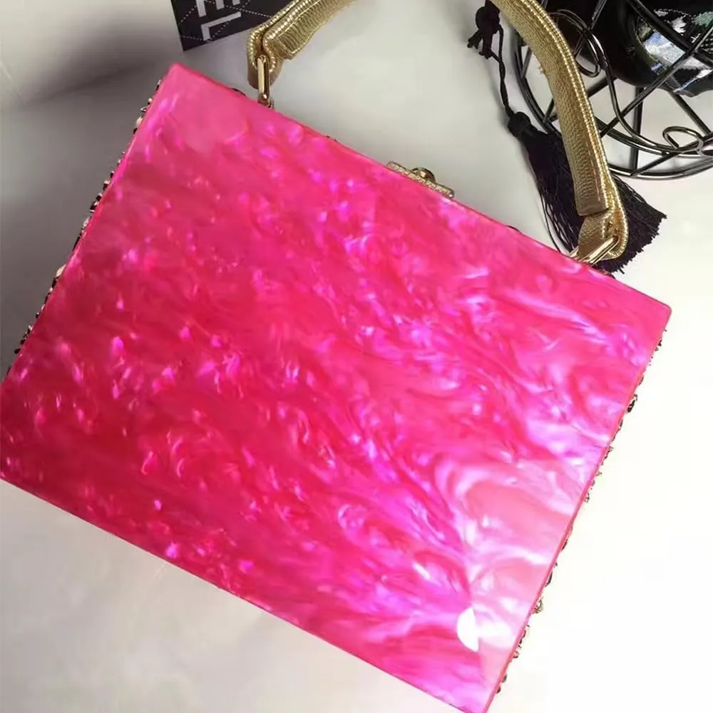 Acrylic Purse Clutch Bags Perspex Carved Bag Evening Handbags for Women Crystal Crossbody Shoulder Purse Wedding