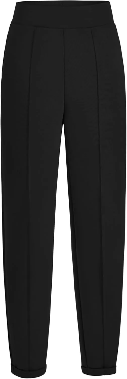 AFITNE Women’s High Waisted Dress Casual Pants Stretchy Pull On Work Business Slacks Comfy Office Trousers with Pockets