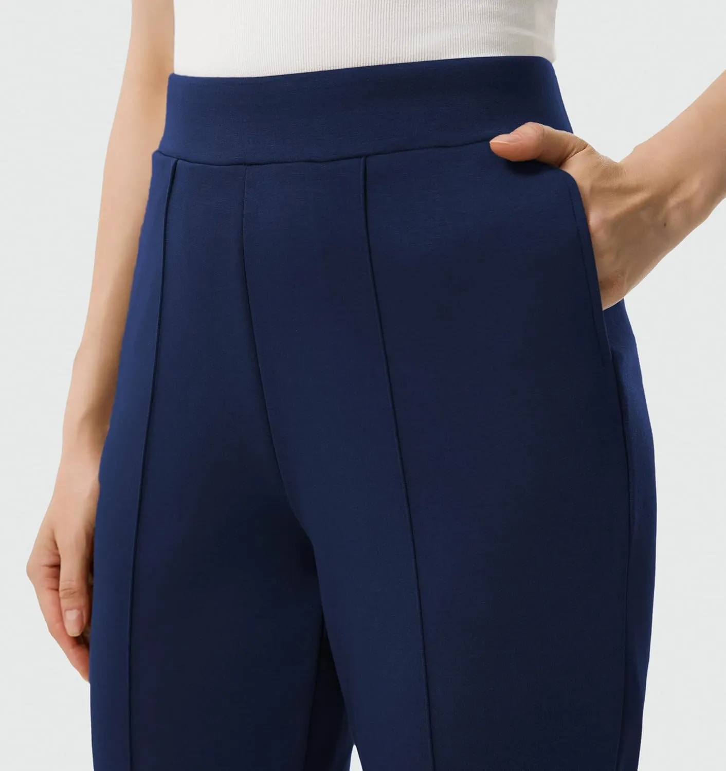 AFITNE Women’s High Waisted Dress Casual Pants Stretchy Pull On Work Business Slacks Comfy Office Trousers with Pockets