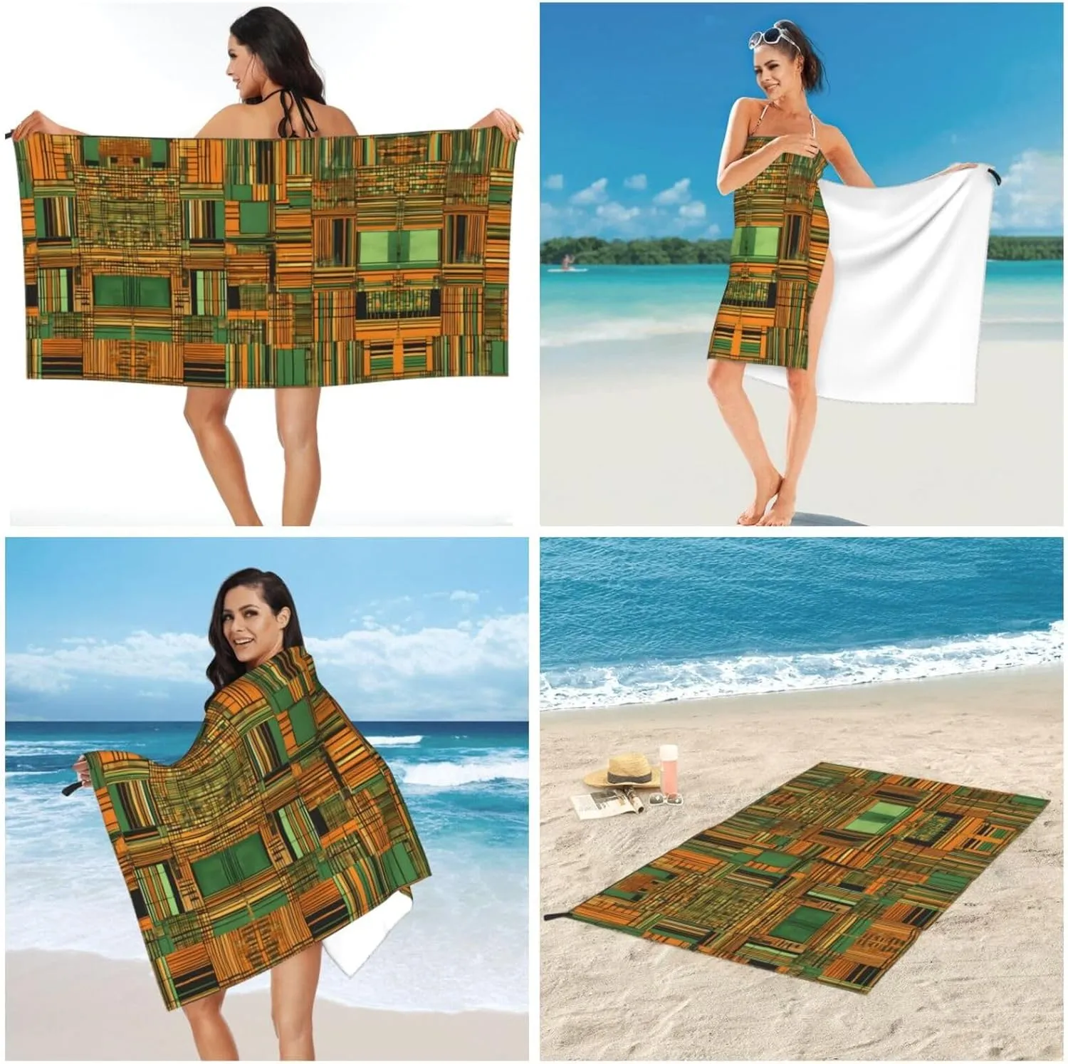 African Ethnic Pattern Premium Compact Microfiber Travel Towel-Featherlight & Quick Dry,Sand-Resistant Beach Towel for Swimming,Camping,Vacation Essentials with Carry Pouch