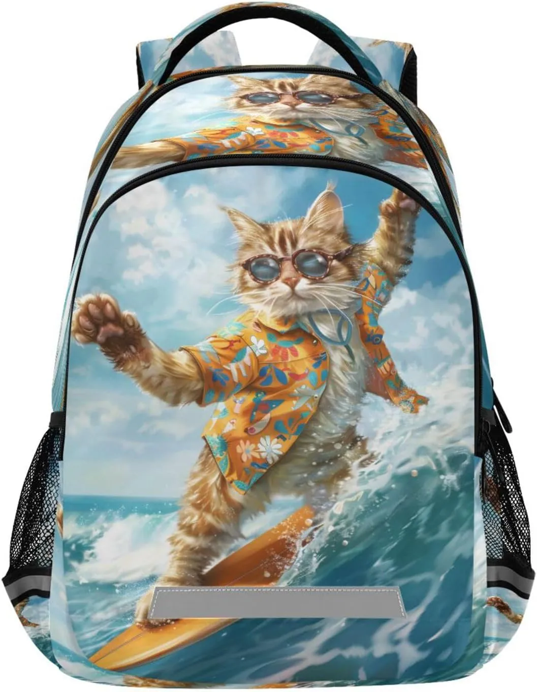 ALAZA A Cat Surfing Backpacks Travel Laptop Daypack School Book Bag for Men Women Teens Kids