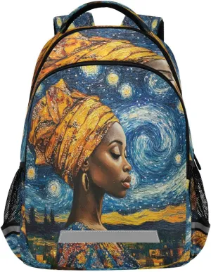 ALAZA African American Woman Starry Night Backpacks Travel Laptop Daypack School Book Bag for Men Women Teens Kids