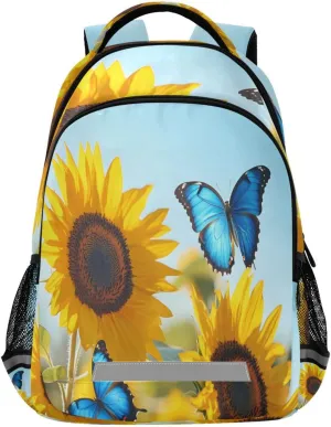 ALAZA Blooming Sunflowers Blue Butterfly04 Backpacks Travel Laptop Daypack School Book Bag for Men Women Teens Kids