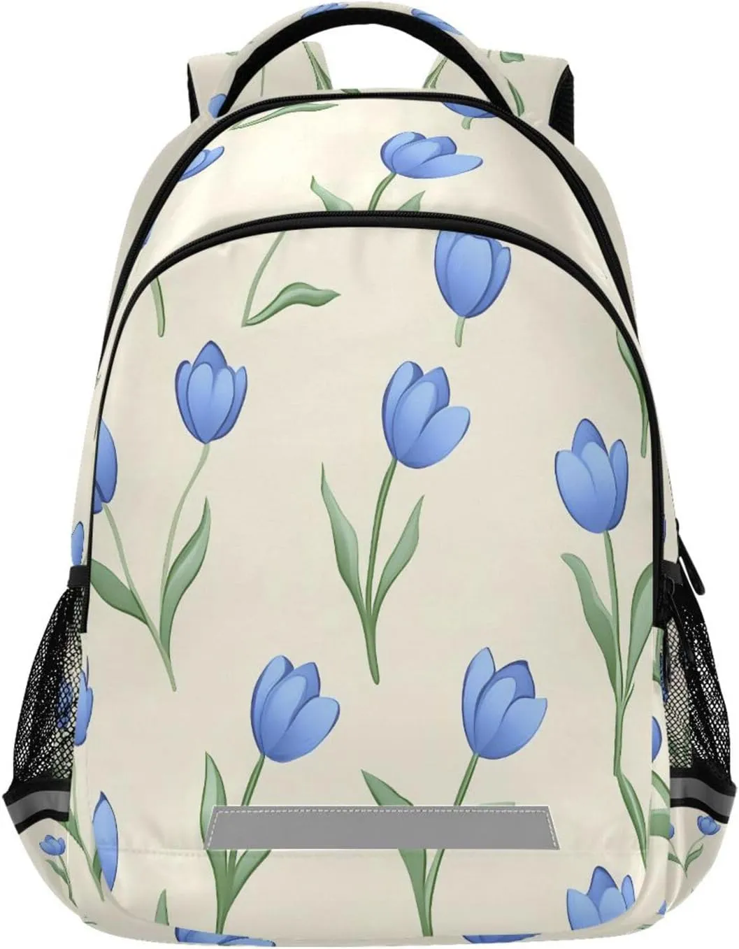 ALAZA Blue Tulip Pattern Backpacks Travel Laptop Daypack School Book Bag for Men Women Teens Kids