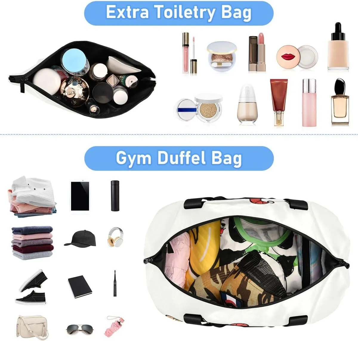 ALAZA Cartoon Car Snowman Pine Tree White Travel Duffel Bag with Shoe Compartment Tote Bag Weekender Overnight Bag with Wet Pocket for Travel,Gym,Yoga,Swimming