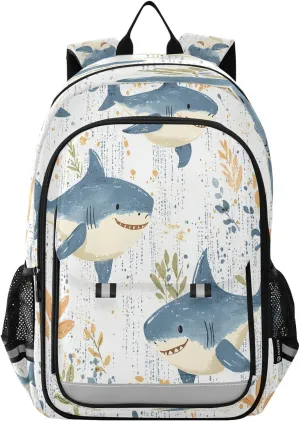 ALAZA Cartoon Shark Foliage Pattern School Backpacks Travel Laptop Bag Kids Bookbag for Girls Boys Teens Women Men