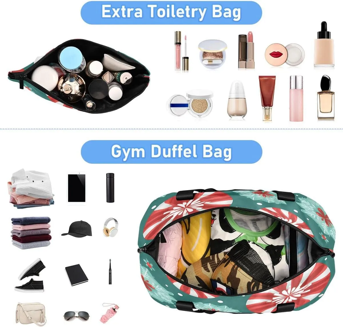 ALAZA Color Candy Snowflake Merry Christmas Travel Duffel Bag with Shoe Compartment Tote Bag Weekender Overnight Bag with Wet Pocket for Travel,Gym,Yoga,Swimming