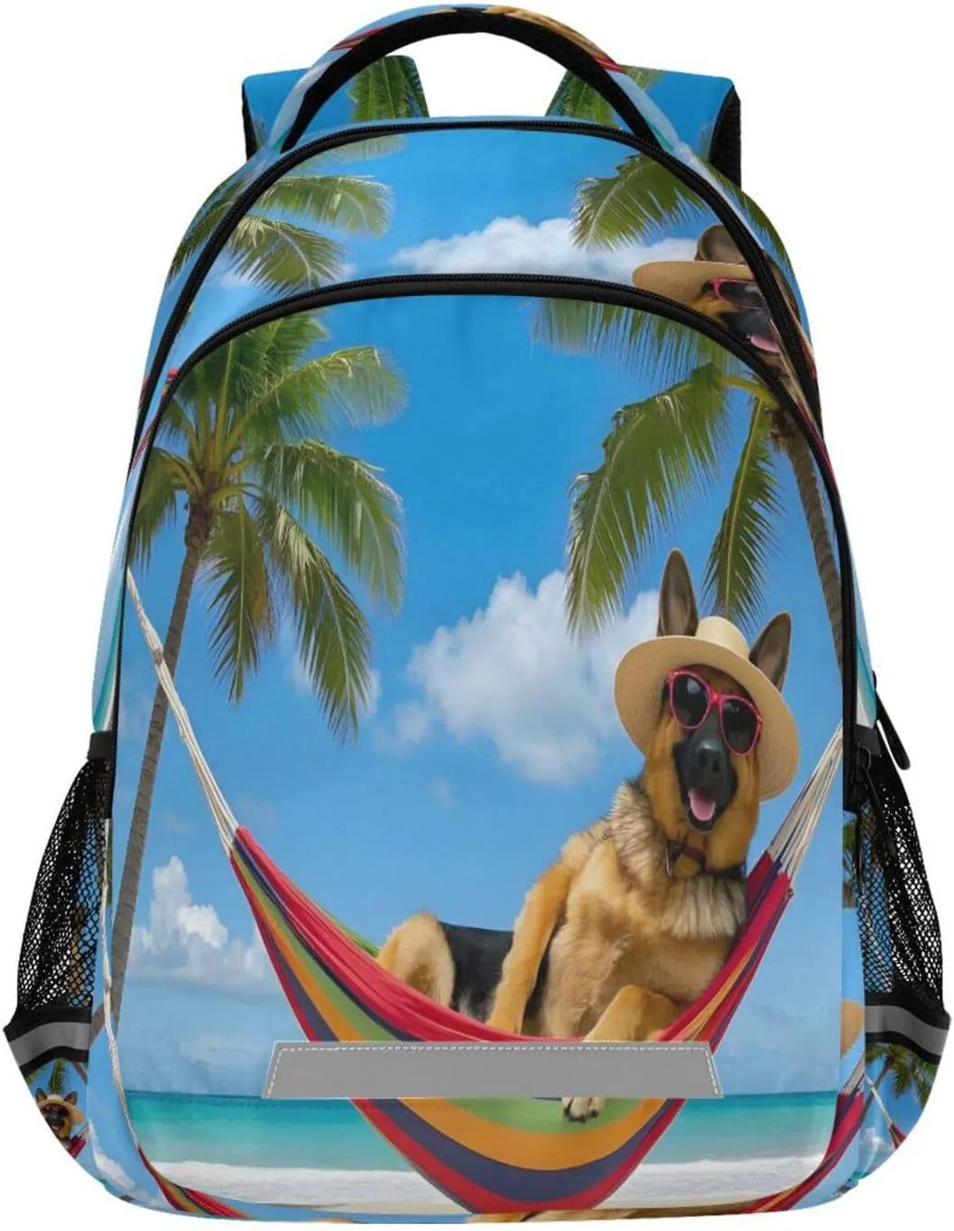 ALAZA German Shepherd Hammock Palm Tree Backpacks Travel Laptop Daypack School Book Bag for Men Women Teens Kids