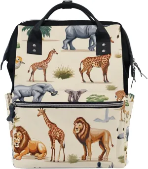ALAZA Lion Elephant Gazelle Rhinoceros Cheetah Antelope Laptop Backpack Anti Theft Purse Backpack for Women Men,15.6 inch Doctor Bag College Backpacks Travel Casual Daypack