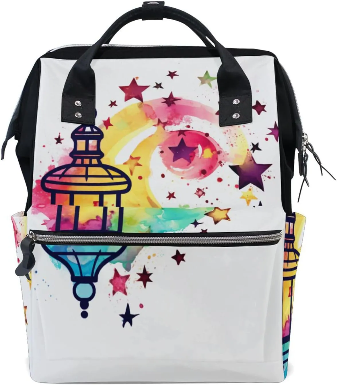 ALAZA Watercolor Kerosene Lamp Sketch with Stars White Laptop Backpack Anti Theft Purse Backpack for Women Men,15.6 inch Doctor Bag College Backpacks Travel Casual Daypack
