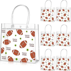 Aliceset 20 Pcs Football Clear Treat Bag with Handles PVC Football Party Snack Bag for Team Birthday Sport Favor, 8 x 8 x 3.15''