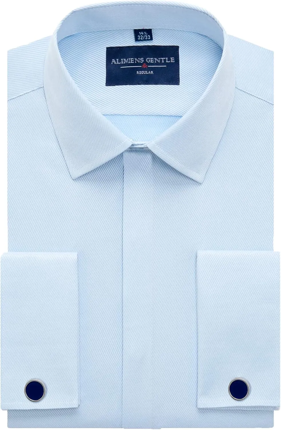 Alimens & Gentle Men's Dress Shirts French Cuff Long Sleeve Regular Fit (Include Metal Cufflinks and Metal Collar Stays)