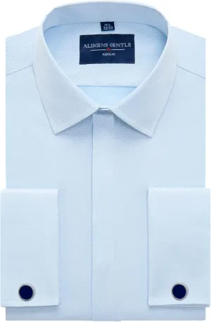 Alimens & Gentle Men's Dress Shirts French Cuff Long Sleeve Regular Fit (Include Metal Cufflinks and Metal Collar Stays)