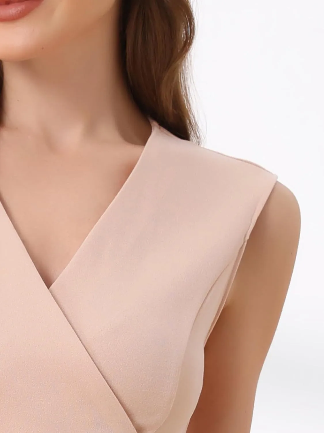 Allegra K Sheath Dress for Women's Sleeveless V Neck Business Office Belt Pencil Dresses