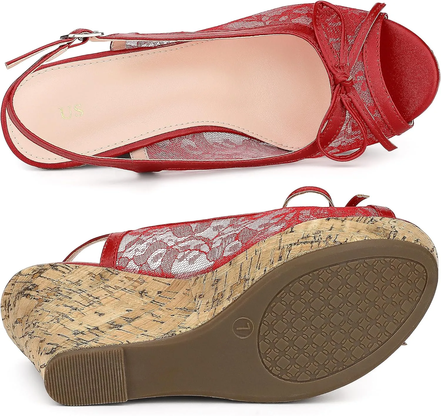 Allegra K Women's Lace Platform Wedges Wedge Heel Sandals