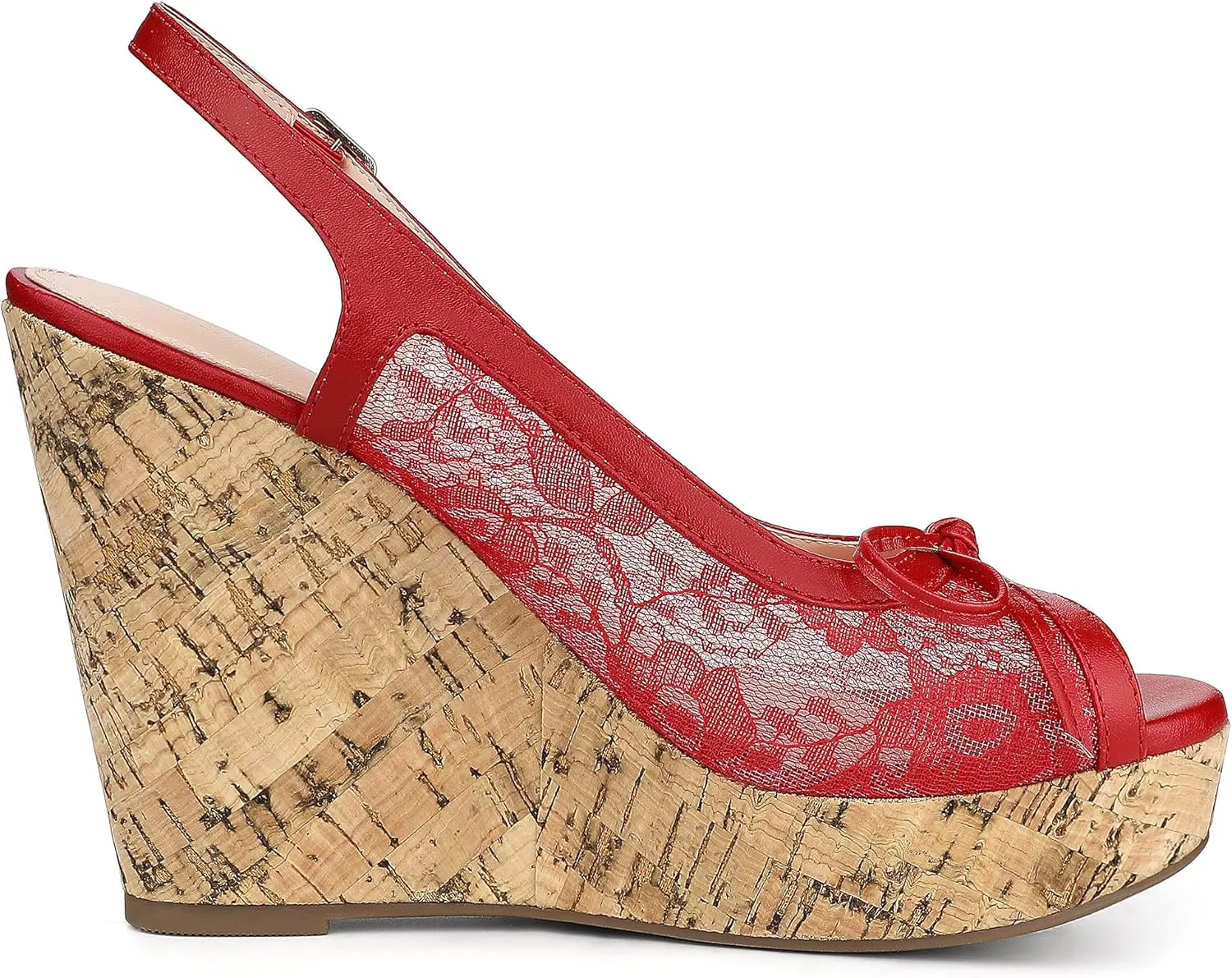 Allegra K Women's Lace Platform Wedges Wedge Heel Sandals