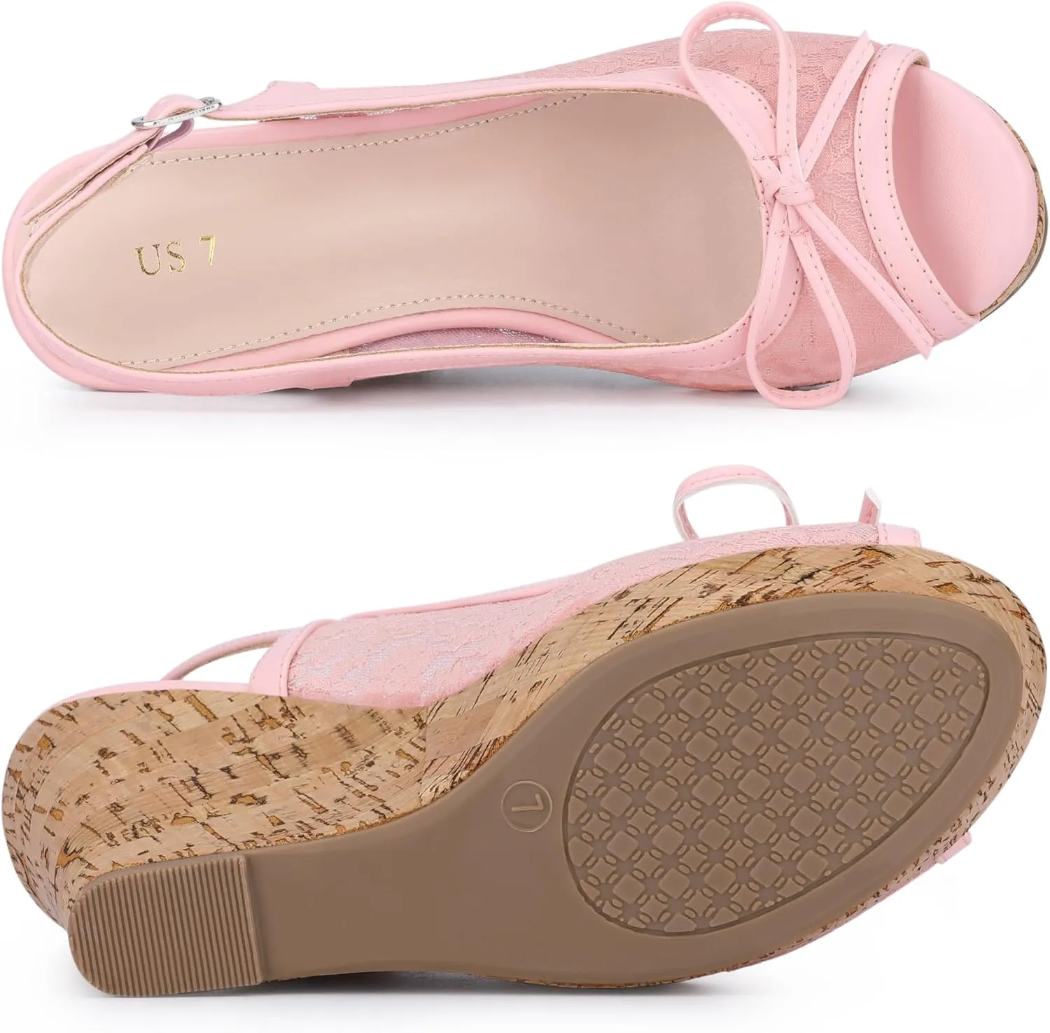 Allegra K Women's Lace Platform Wedges Wedge Heel Sandals