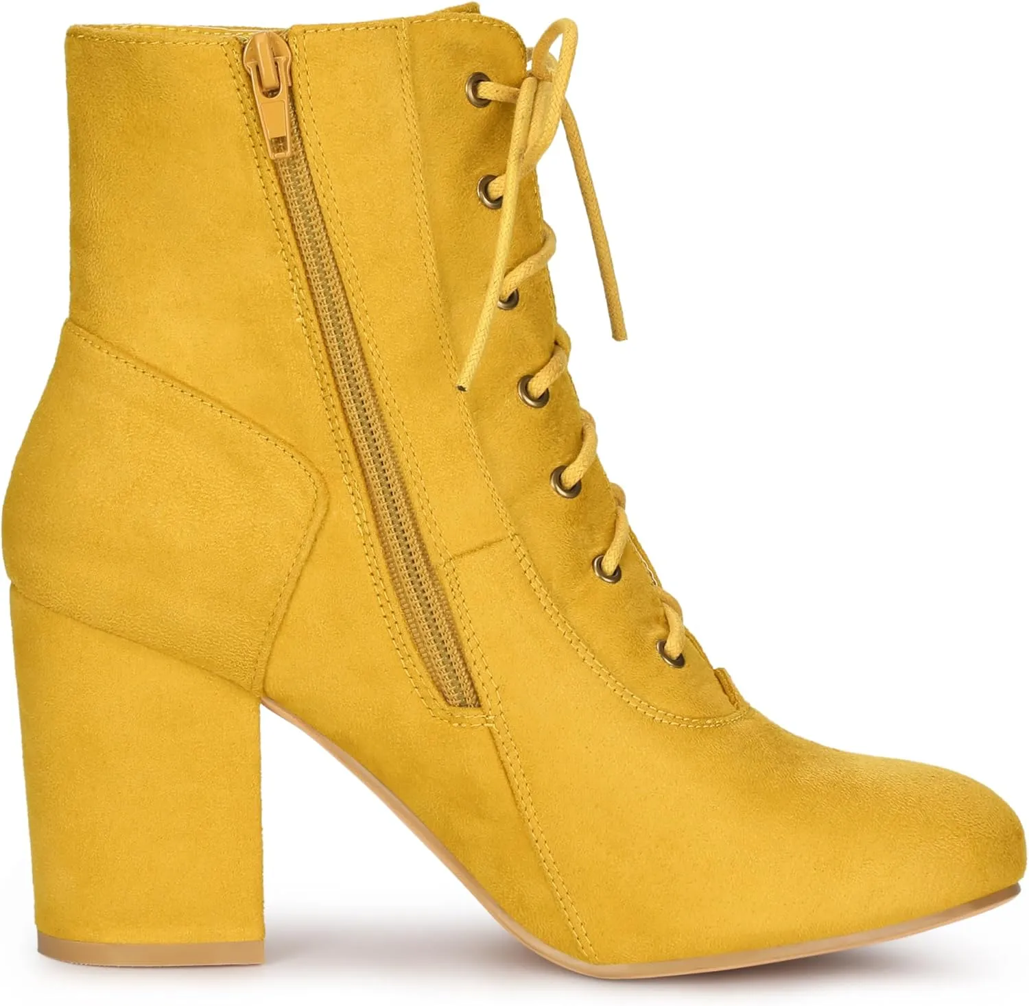 Allegra K Women's Lace Up Chunky Heel Ankle Booties