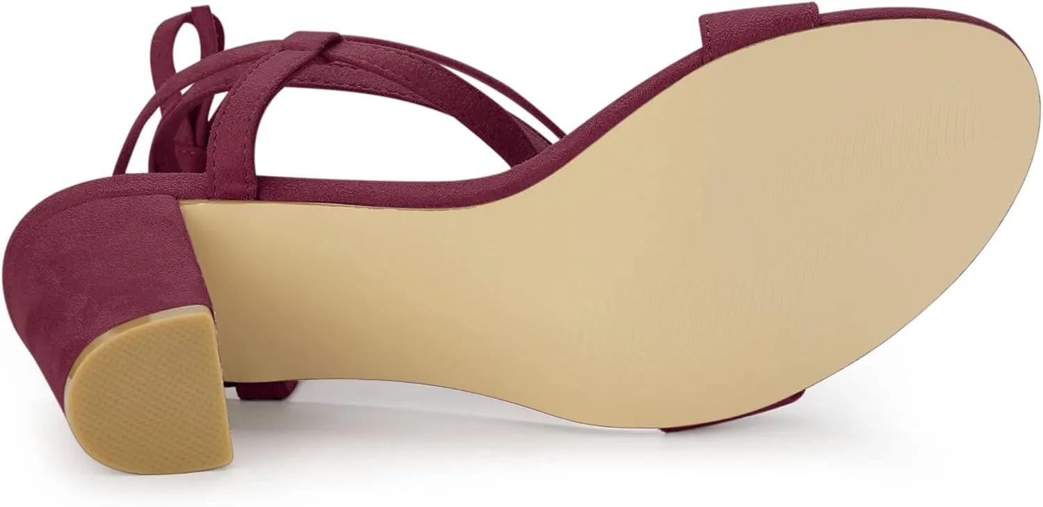 Allegra K Women's Lace Up Chunky Heels Sandals