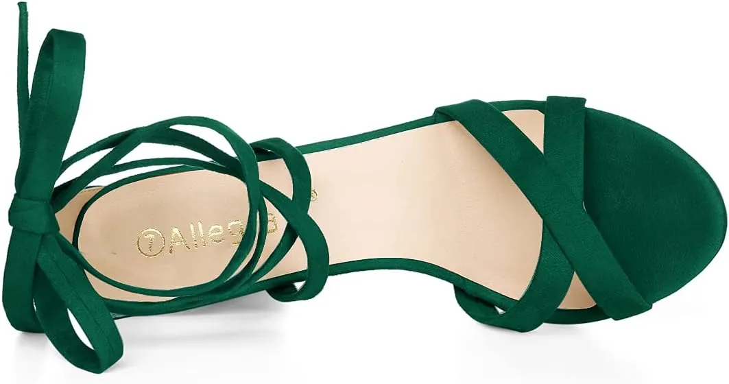 Allegra K Women's Lace Up High Block Heeled Sandals