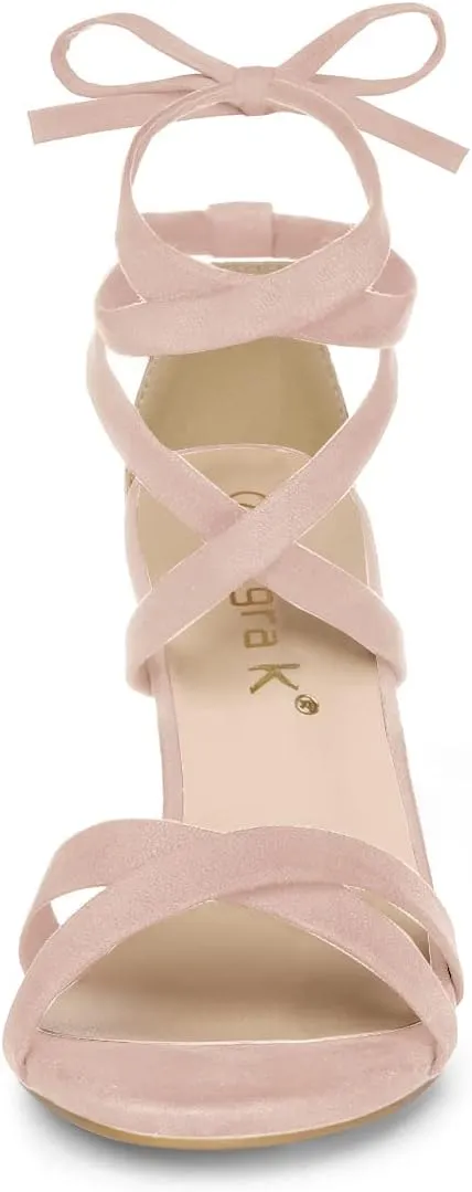 Allegra K Women's Lace Up High Block Heeled Sandals