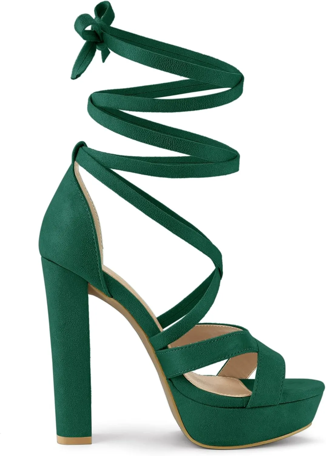 Allegra K Women's Lace Up Platform Chunky High Heels Sandals