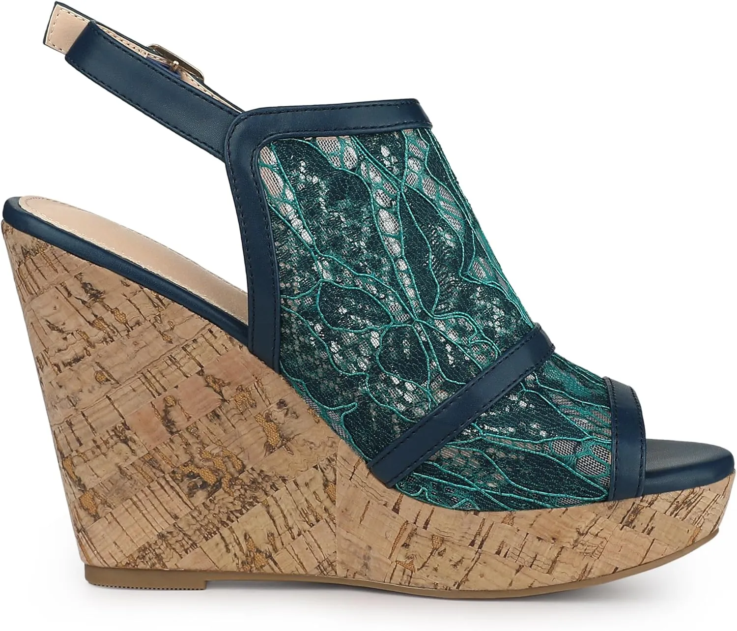 Allegra K Women's Open Toe Platform Heel Lace Wedges Sandals
