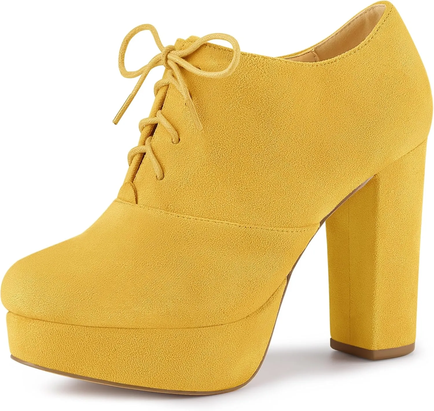 Allegra K Women's Platform Chunky Heel Lace Up Booties