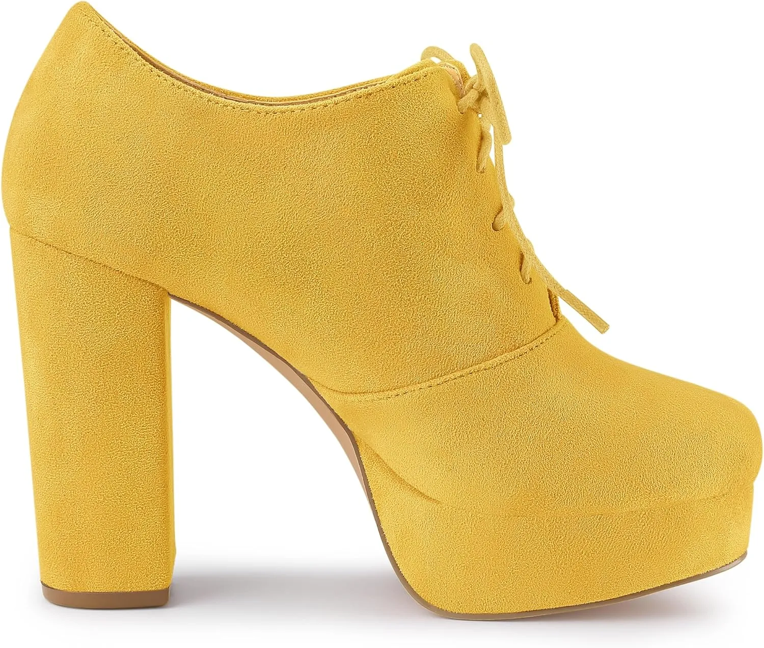 Allegra K Women's Platform Chunky Heel Lace Up Booties