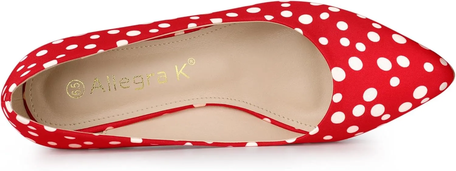 Allegra K Women's Pointed Toe Polka Dots Kitten Heels Pumps