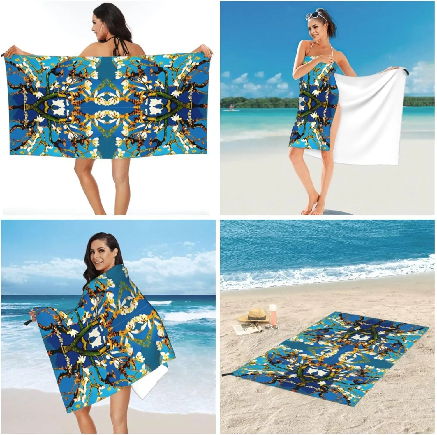 Almond Blossom Premium Compact Microfiber Travel Towel-Featherlight & Quick Dry,Sand-Resistant Beach Towel for Swimming,Camping,Vacation Essentials with Carry Pouch