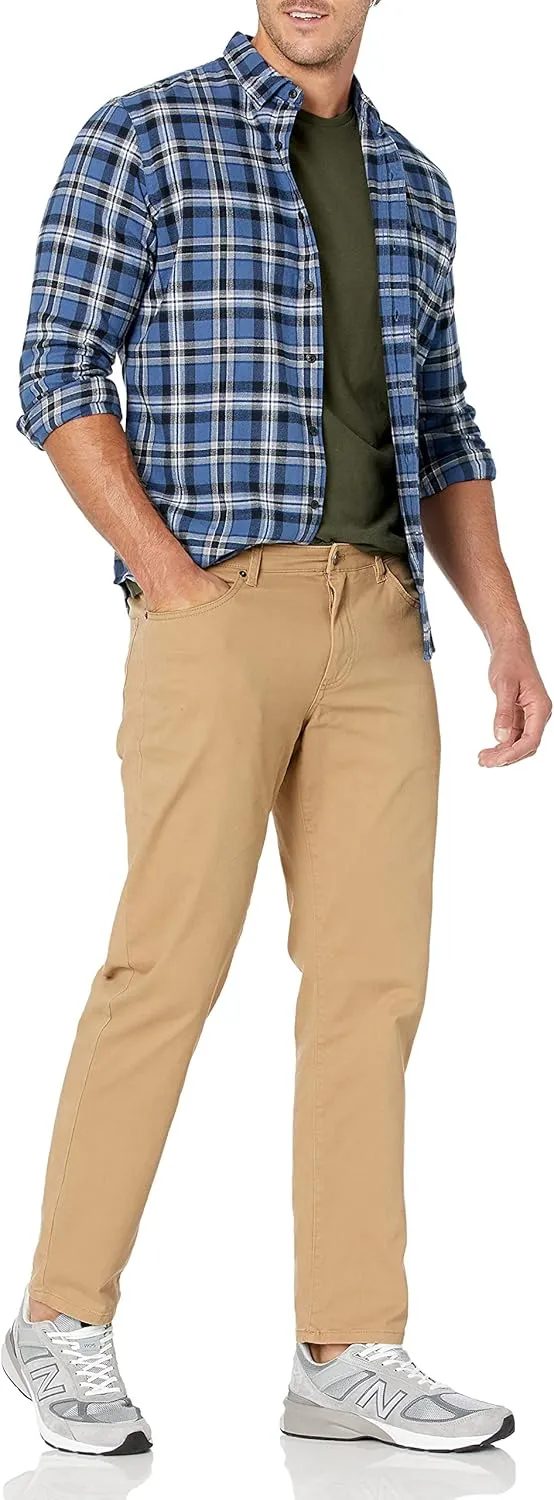Amazon Essentials Men's Flannel Shirts Long Sleeve, Slim-Fit Button Down Plaid