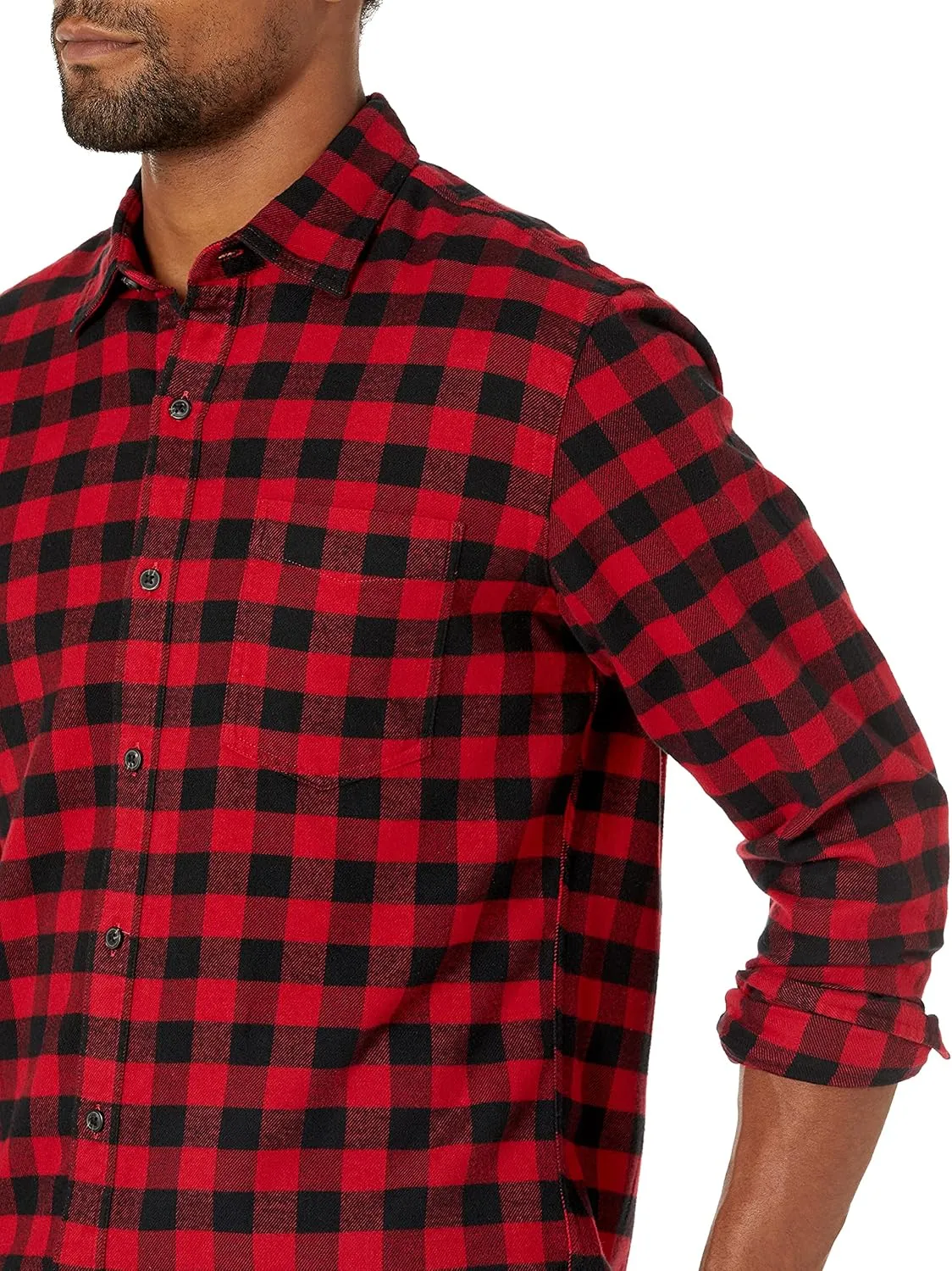 Amazon Essentials Men's Flannel Shirts Long Sleeve, Slim-Fit Button Down Plaid