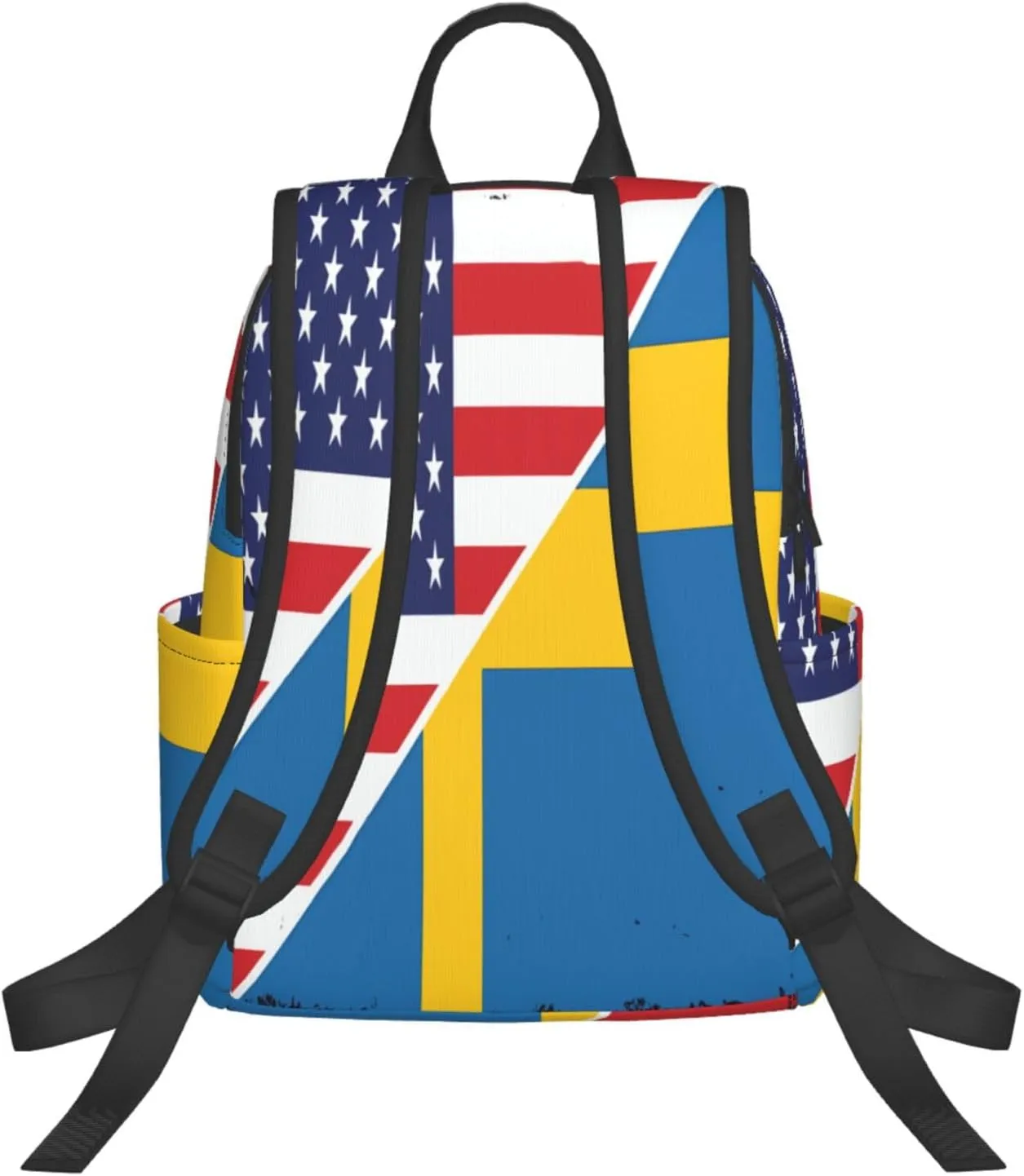 American Sweden Flag Swedish Roots Casual Laptop Backpack Travel Rucksack Sports Daypack Adjustable Strap Bags with Multi-Pockets for Working Running Camping