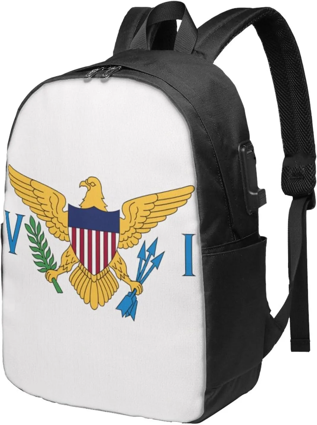 American Virgin Islands Flags Eagle Laptop Backpacks Travel Backpack Casual Business Daypack Sport Rucksack Computer Bag Fits up to 17 Inch Notebook with USB Port