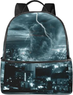 AMRANDOM Men Women Backpack Fashion City Tornado Storm Weather Pattern Backpacks Anti-Theft Bookbag with Adjustable Shoulder Straps for Travel Hiking Camping, One Size