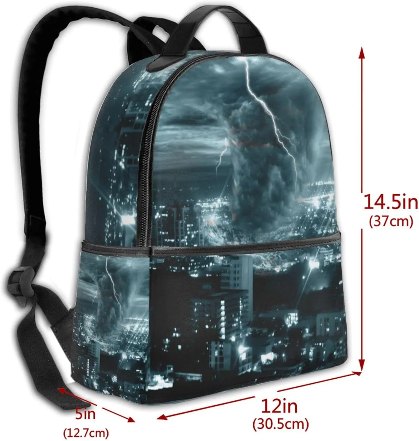 AMRANDOM Men Women Backpack Fashion City Tornado Storm Weather Pattern Backpacks Anti-Theft Bookbag with Adjustable Shoulder Straps for Travel Hiking Camping, One Size