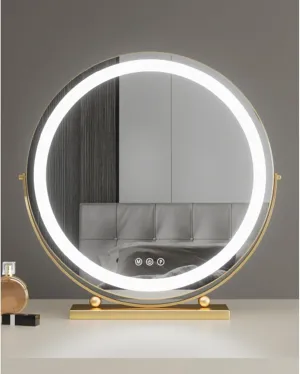 APLUSH Lighted Makeup Mirror with Touch Control, Vanity Mirror with Lights for Bathroom Vanity and Travel(Color:Gold,Size:53 * 35cm/20.9 * 13.8in)