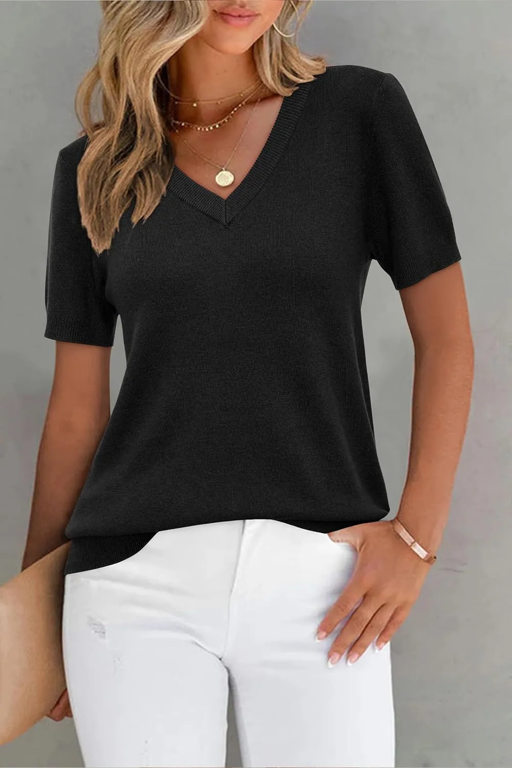 Arach&Cloz Women's Wool Blend Summer Tops Lightweight Business Casual Blouses