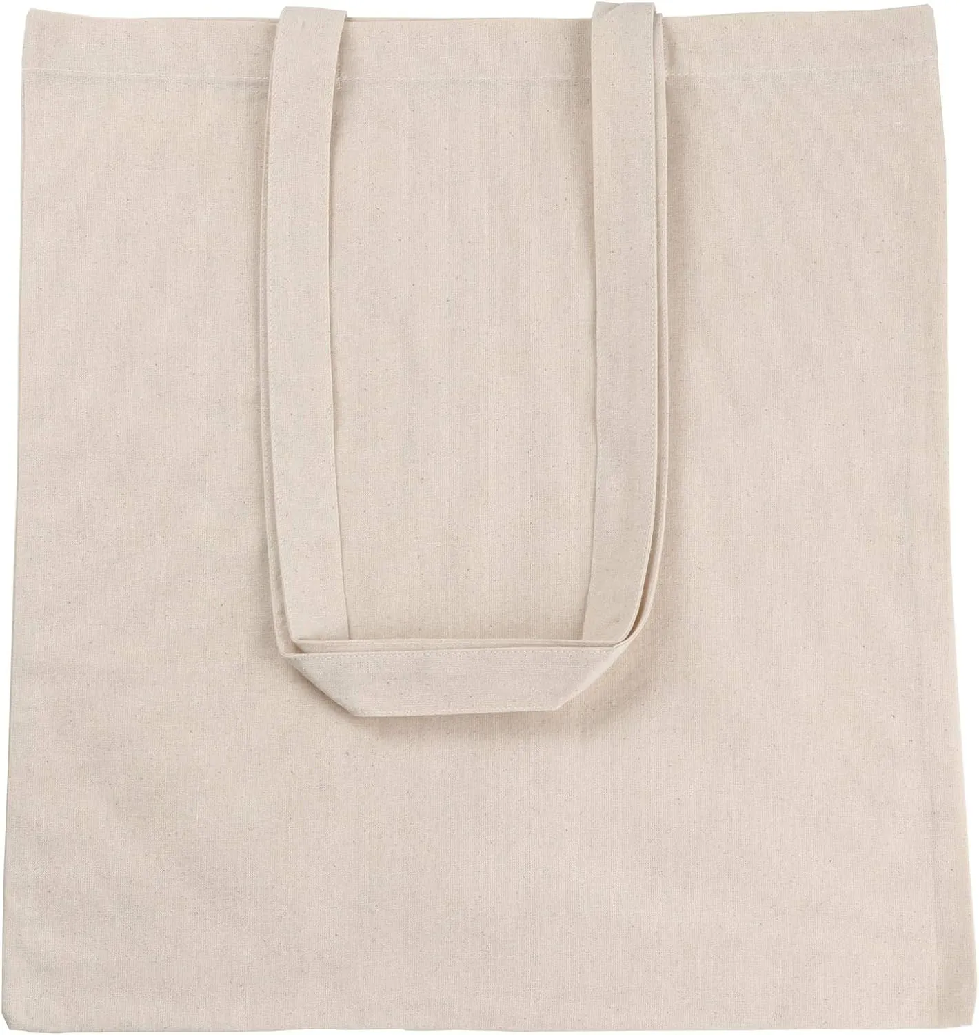 ATMOS GREEN 20 Pack 15x16 inch with 27" long handle 5 Oz NATURAL color Recycled Cotton Tote Bags Sustainable Eco Friendly reusable grocery super strong great for promotion branding gift MADE in INDIA