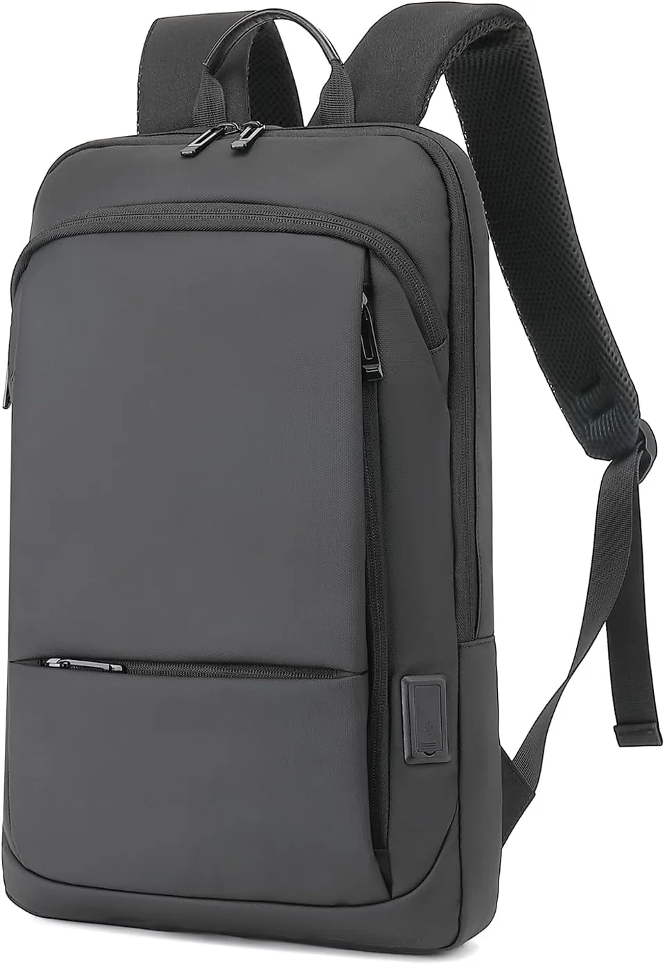AUGUR Business Slim Backpack for Men Women 15.6 inch Water Resistant Laptop Backpack with USB Charger Computer Notebooks Lightweight Small Backpacks For School/Travel/Business/Work/College Bag