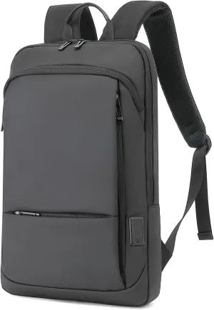 AUGUR Business Slim Backpack for Men Women 15.6 inch Water Resistant Laptop Backpack with USB Charger Computer Notebooks Lightweight Small Backpacks For School/Travel/Business/Work/College Bag