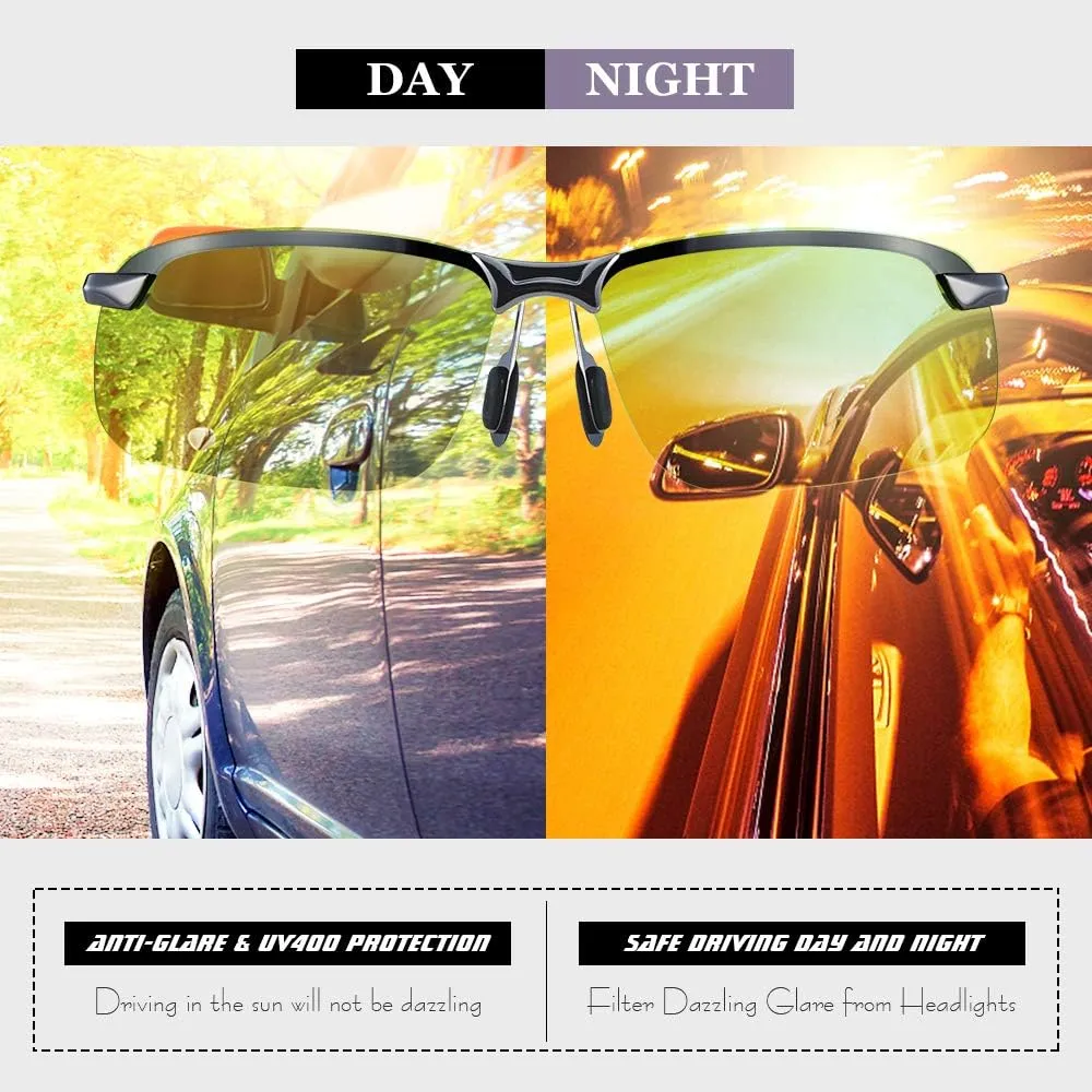 B BLOOMOAK Night Driving Glasses, Polarized Sports Night Vision Glasses - Anti glare, UV 400 Protection, Ultra Light