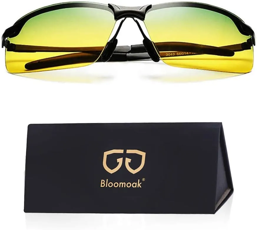 B BLOOMOAK Night Driving Glasses, Polarized Sports Night Vision Glasses - Anti glare, UV 400 Protection, Ultra Light