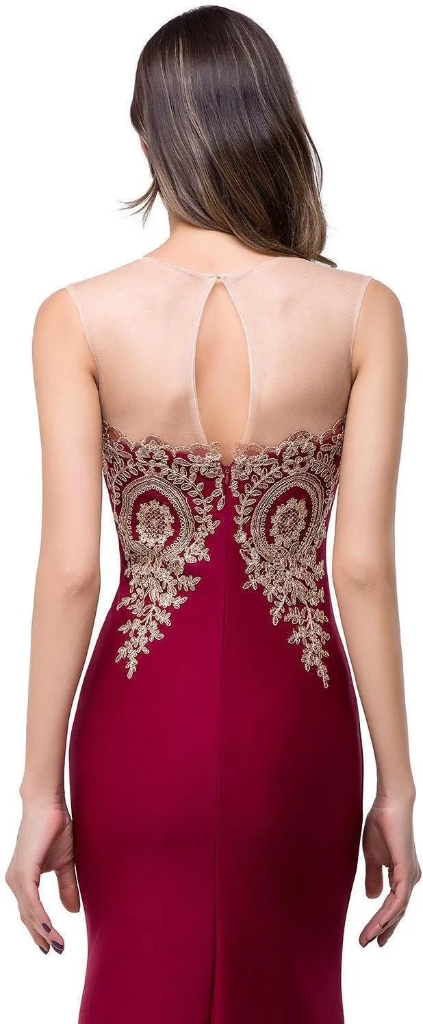 Babyonline® Women's Lace Applique Long Formal Mermaid Evening Prom Dresses