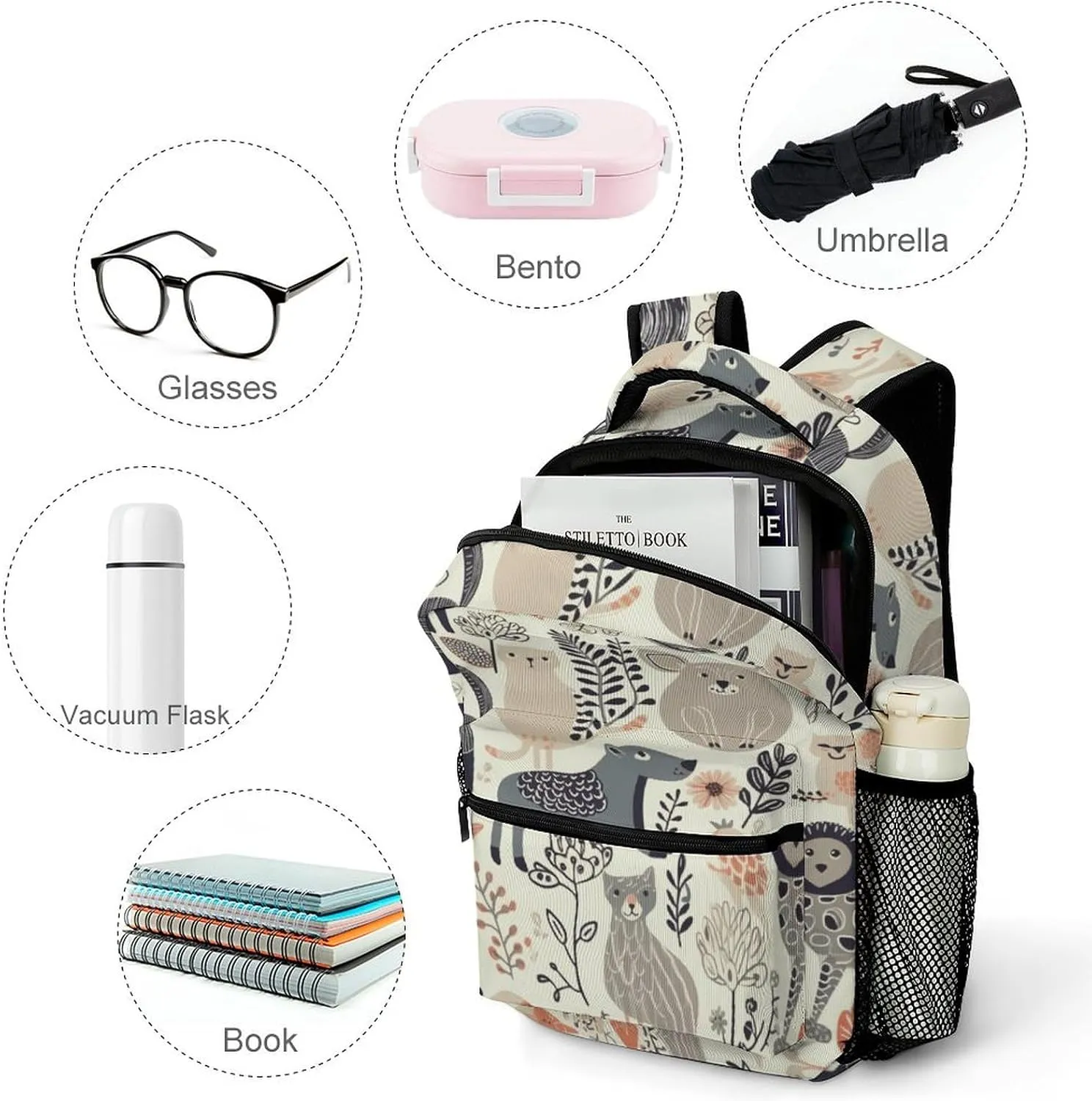 Backpacks Animal Pattern Travel Bag Laptop Backpack Casual Daypack for Weekender Business Hiking