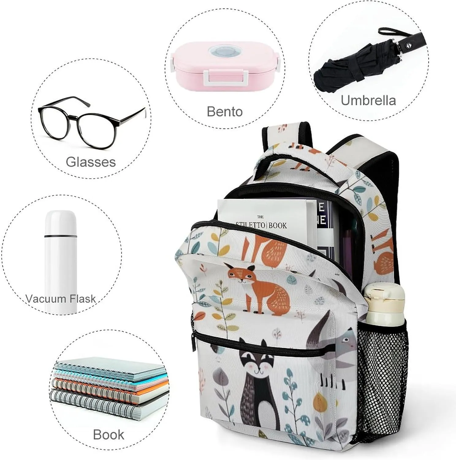 Backpacks Animal Picture Travel Bag Laptop Backpack Casual Daypack for Weekender Business Hiking
