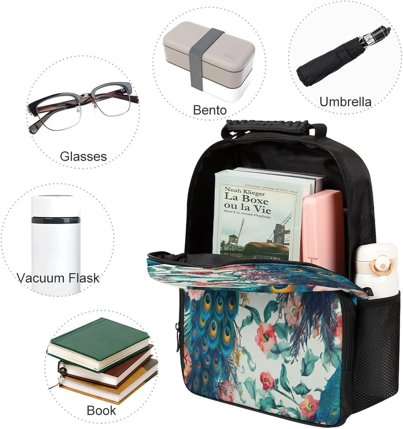 Backpacks Beautiful Peacock Flowers Travel Bag Business Work Laptop Backpack