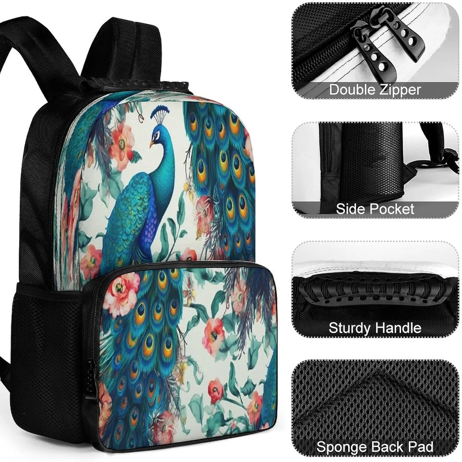 Backpacks Beautiful Peacock Flowers Travel Bag Business Work Laptop Backpack