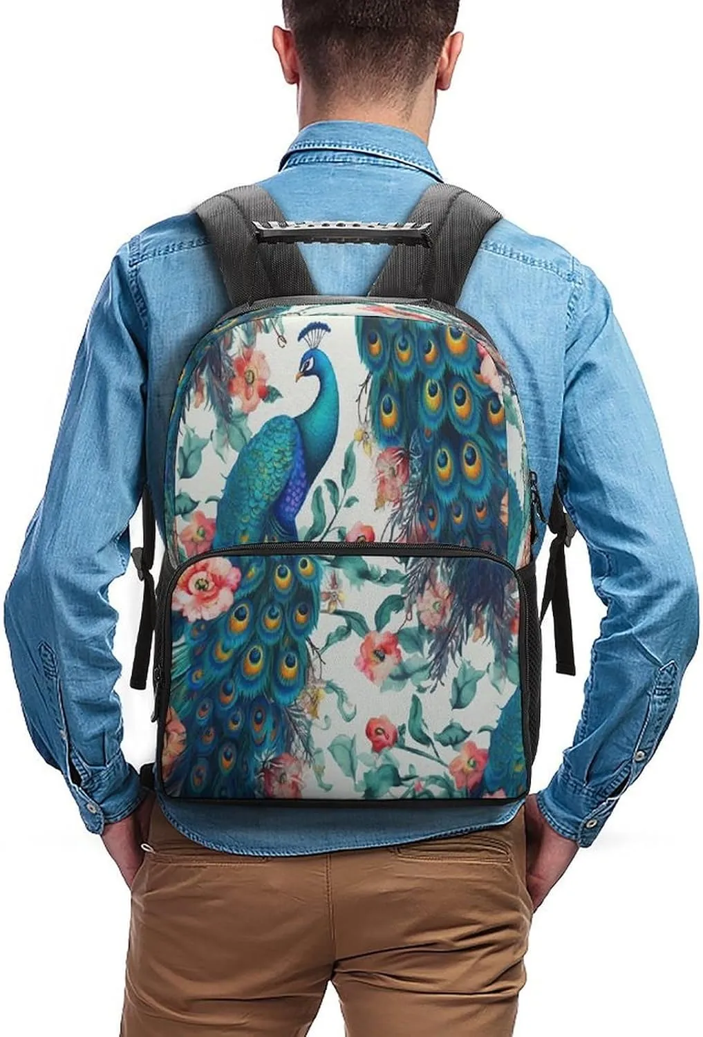 Backpacks Beautiful Peacock Flowers Travel Bag Business Work Laptop Backpack